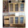 Image 1 : Cabinets & 3-Drawer Stand 58"x15"x75.5"H (wall art & sound system not included)