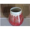 Image 2 : Ceramic Urn on Wood Stand, Jingde Chaiyou Glazed Red/White & Green 11" Tall