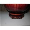 Image 3 : Ceramic Urn on Wood Stand, Jingde Chaiyou Glazed Red/White & Green 11" Tall