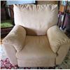 Image 1 : Upholstered Suede-Like Recliner, Tan 38"x 22"x 39" Back Ht