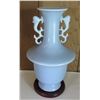 Image 1 : Chinese Porcelain Bud Vase w/ Handles, Lt. Blue, Maker's Mark 12" Tall