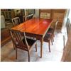 Image 2 : Koa Wood Dining Room Table w/ 6 Wooden Chairs 66"x38"x29.5 H