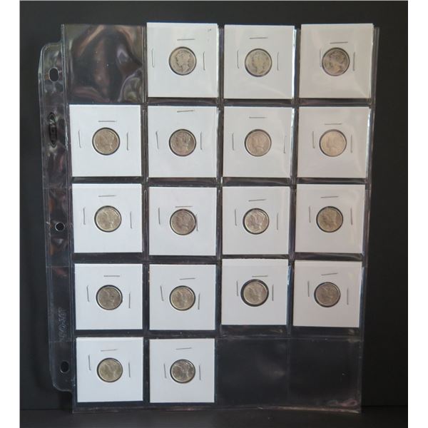 Qty 17 Winged Liberty Mercury Dimes, Dated 1924-1944