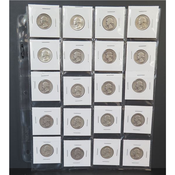 Qty 20 Washington Quarters, 1941-1957