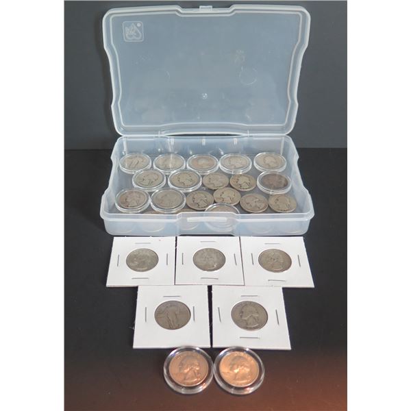 Qty 24 Washington Quarters 1913-1957 (Some w/Clear Case)