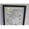 Image 2 : Framed Watercolor Art - Birds/Flowers w/ Maker's Mark 11.5"x 30"