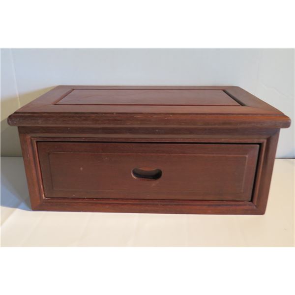 Rectangular Wooden Box w/Drawer 18.5"x 10.5"x 8"H