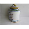 Image 2 : Italian Oval Ceramic Jar w/ Lid, Handpainted, GP Deruta 8" Dia, 11"Tall
