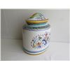 Image 3 : Italian Oval Ceramic Jar w/ Lid, Handpainted, GP Deruta 8" Dia, 11"Tall
