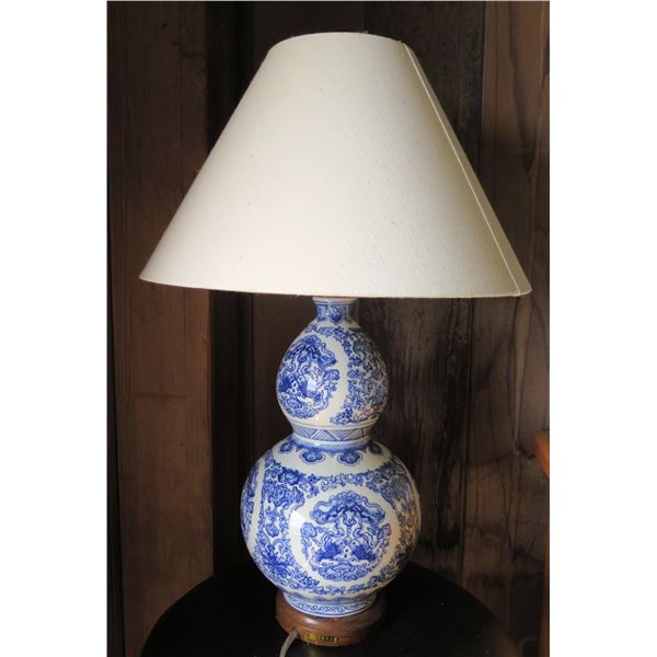 Ralph Lauren Double-Gourd Ceramic Lamp, Blue & White, 25.5"Tall