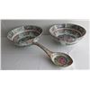 Image 1 : 2 Rimmed Famille Rose Soup Bowl & Spoon, Hong Kong 8" Dia