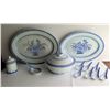 Image 1 : Qty 12 Chinese Ceramic Serving Platters, Lidded Bowl & Spoons, Blue & White