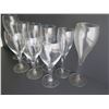 Image 4 : Qty 9 Clear Tulip Shaped Wine Glasses,  Various Sizes