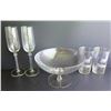 Image 1 : Qty 5 Glassware, Champagne Flutes, Water Glasses, Serving Bowl