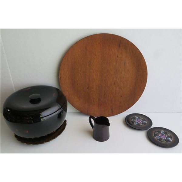 Qty 5 Servingware, Soup Bowl Set, Platter, Sm. Pitcher, Trivets