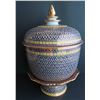 Image 1 : Thai Benjarong Porcelain Lidded Bowl w/ Stand 12.5" Tall