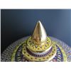 Image 2 : Thai Benjarong Porcelain Lidded Bowl w/ Stand 12.5" Tall