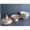 Image 8 : Thai Benjarong Porcelain Lidded Bowl w/ Stand 10" Tall
