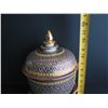 Image 17 : Thai Benjarong Porcelain Lidded Bowl w/ Stand 12" Tall