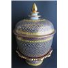Image 1 : Thai Benjarong Porcelain Lidded Bowl w/ Stand 12" Tall