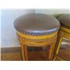 Image 2 : Qty 2 Wood Upholstered Bar Stools  w/Curved Legs 24" Tall