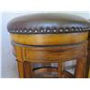 Image 3 : Qty 2 Wood Upholstered Bar Stools  w/Curved Legs 24" Tall