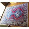 Image 1 : Persian Rug, Geometric Pattern, Red Blue & White 78" x 65"