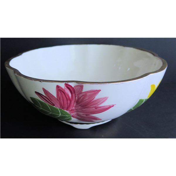 Chinese Porcelain Bowl, Floral w/ Chinese Symbols 10" Dia