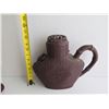 Image 11 : Chinese Clay Water Jug, Brown Basket Pattern 11" Tall  (Broken Spout)