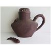 Image 2 : Chinese Clay Water Jug, Brown Basket Pattern 11" Tall  (Broken Spout)