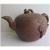 Image 1 : Chinese Yixing Clay Teapot, Floral Pattern Terracotta 8" Tall