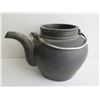 Image 10 : Chinese Clay Teapot w/ Metal Handle, Black Maker's Mark 6" Tall