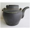 Image 1 : Chinese Clay Teapot w/ Metal Handle, Black Maker's Mark 6" Tall