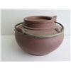 Image 3 : Chinese Yixing Clay Teapot w/ Metal Handle, Brown Maker's Mark 4" Tall