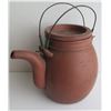 Image 1 : Chinese Yixing Clay Teapot w/ Metal Handle, Terracotta Maker's Mark 6.5" Tall