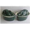 Image 1 : Qty 2 Ceramic Rabbit Terrine, Oval, Green, 5" Tall