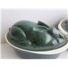 Image 2 : Qty 2 Ceramic Rabbit Terrine, Oval, Green, 5" Tall