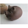 Image 8 : Qty 7 Misc. 3 Ceramic Teapots, Piggy Bank, Bowl & Covered Jars