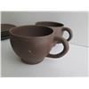 Image 8 : Qty 12 Ceramic Cups Rice Bowls & Small Plates, Brown, 1 Cup Chipped, Maker's Mark