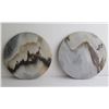 Image 1 : Qty 2 Chinese Stone Plates w/ Chinese Symbols 10" Dia
