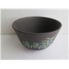 Image 2 : Chinese Clay Bowl, Black w/Green & Aqua Bamboo Motif 2.75" Tall