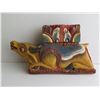 Image 2 : Qty 2 Wooden Figurines, Man on Knees, Black,  Wooden Colored Ox Covered Box