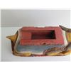 Image 8 : Qty 2 Wooden Figurines, Man on Knees, Black,  Wooden Colored Ox Covered Box