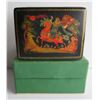 Image 1 : Russian Lacquered Trinket Box, Rectangular Hand Painted w/Authentication 3" W