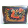 Image 2 : Russian Lacquered Trinket Box, Rectangular Hand Painted w/Authentication 3" W
