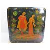 Image 2 : Russian Lacquered Trinket Box, Square Hand Painted w/Authentication, 2.5"x 2.5"
