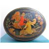 Image 2 : Russian Lacquered Trinket Box, Oval Painted Signed