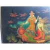 Image 2 : Russian Lacquered Trinket Box, Square Hinged Lid Hand Painted w/ Authentication 4.75" W