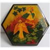 Image 1 : Russian Lacquer Jewelry Box, Hexagonal Hand Painted Signed 6" W