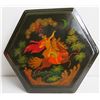 Image 1 : Russian Lacquer Jewelry Box, Hexagonal Hand Painted w/Authentication 5" W